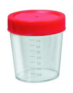 Coletor Universal de Urina 80ml com Tampa Vermelha – Estéril, Sem Pá