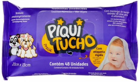 Lenço Umedecido Piquitucho Pratic Sem Perfume - 48 Unidades