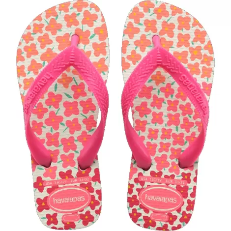 Sandália Havaianas Infantil Kids Flores Branco/Rosa – Tamanho 31/32