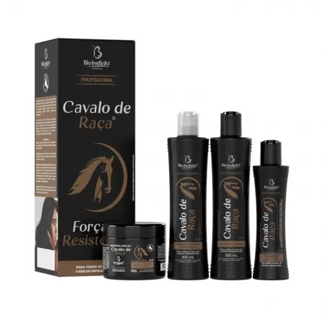 Kit Bio Instinto Cavalo de Raça – Shampoo + Condicionador 300ml + Máscara 250g + Creme para Pentear 200ml