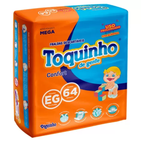 Fralda Toquinho de Gente Confort Sec Mega EG com 64 Unidades