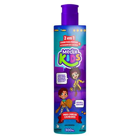 Creme de Pentear + Ativador de Cachos 2 em 1 Medix Kids 300ml